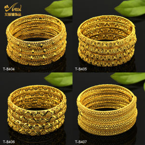 ANIID 24K Gold Color Bangles African Bracelet For Women Wholesale Copper Alloy Jewellery Wedding Luxury Hawaiian Party Jewelry