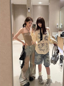 Áo Thun Dài Tay Chống Nắng Cổ Chữ V in Họa Tiết Hoạt Hình Phong Cách Hàn Quốc Mùa Hè Mới Rộng Rãi Thoải Mái Đa Năng