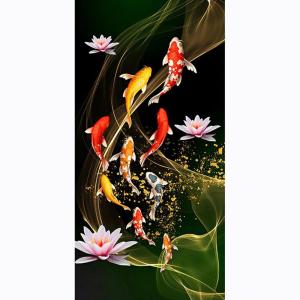 【Chinatera】45x85cm Koi Fish Lotus Diamond Painting Full Round Drill Cross Stitch Kit