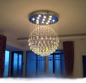 Duplex Stairs Luxury Living Room Ball Suspension Wire Ceiling Dining Room Bedroom Kitchen Crystal Lighting LED Lamp