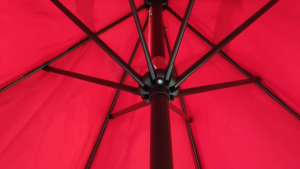 2.7M Outdoor Patio Garden Umbrella With Base Stand Heavy Duty with Solar Light Big Umbrella Beach Courtyard Awnings Cafe Parasol Canopy Sunshade Anti-UV Waterproof Table Umbrella Camping Umbrella