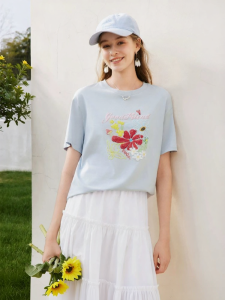 XIANGYING | Aesthetic Summer New Arrival Loose and Rejuvenating Blue T-Shirt