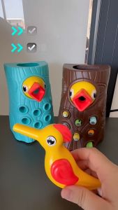 BETTIE Mainan Edukasi Montessori Anak Bayi & Woodpecker Catch Worm Game