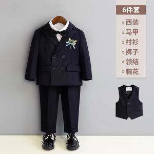 Childrens British Style Suit Set Boys Performance Host Outfit Cotton Blend Fabric All Seasons Wearable Birthday Dress Suit