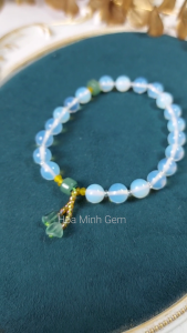 Vòng chuỗi niệm 21 viên đá Opal size 10 li phối viên Aventurine xanh | Hoa Minh Gem