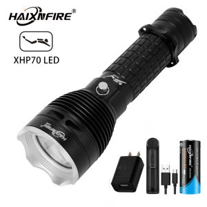 HaixnFire DV60 scuba diving flashlight XHP70 LED underwater waterproof flashlight 7000 lumens diving torch Camping light Water grasping fish lanterns