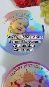 5-8 Stiker Hologram Ulang Tahun Anak Sticker Label Undangan Happy Birthday Uk. Sedang Arjuna