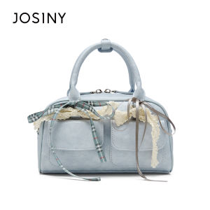 Josiny | Sweet Lace Blue Korean Style Bowling Boston Bag