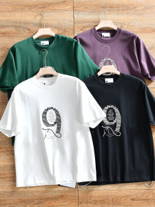 Loose Fit Short Sleeve T-Shirt Breathable Cotton Polyester Blend Summer Wear Youth Casual round Neck Printed Couples Style