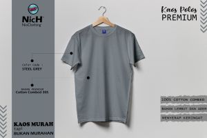 kaos polos steel grey combad 30s 100% full cotton