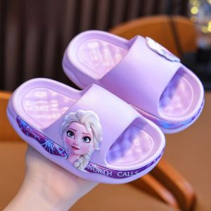 Disney Princess Elsa Childrens Slip-resistant Soft-soled Bath Slippers Girls Summer Flat Heel PVC Bottom Clog Shoes