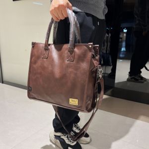 Large Capacity Three-Box Business Mens Tote Bag Casual Commuter Shoulder Bag Korean Style Computer Bag with Zipper Closure