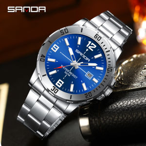 SANDA 2025 New 3266 3265 Luxury Mens Watch Large Dial Multi functional Waterproof Night Light Calendar Mens Quartz Watch
