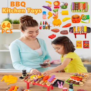 21/27pcs Kids Kitchen BBQ Toys Simulated Barbecue Set Cooking Toy for Children Play House Foods Toys