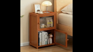 Multifunctional 2-Tier Bamboo Storage Cabinet 71×38×12 Space-Saving Bedside & Bookshelf