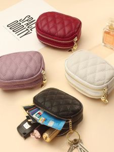 กระเป๋าสตางค์หนังแท้ขนาดเล็กแบบมีซิปกระเป๋าใส่เหรียญ กระเป๋าใส่โทรศัพท์มือถือสำหรับผู้หญิง กระเป๋าสะพายไหล่ กระเป๋าสตางค์แบบมีซิป