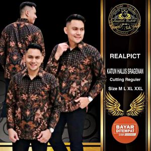 Kemeja Pria Batik SELING COKLAT / Baju Pria lengan panjang bahan katun halus lapis furing