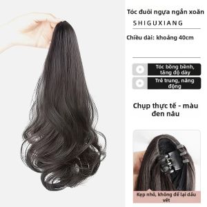 Mái tóc giả nối kẹp cao đuôi ngựa xoăn tự nhiên