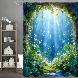 Forest Cave Clover Sunshine Shower Curtain Bathroom Decorative Shower Curtain Waterproof Shower Curtain with Hooks