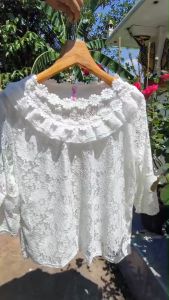 เสื้อขาว เสื้อลูกไม้ ผ้านิ่ม แต่งระบาย มีซับใน ใส่งานบวช งานบุญ งานแต่งงาน