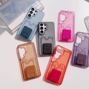 Luxury Card Holder Wallet Pocket Shiny Glitter Case For Samsung Galaxy S26 S25 S24 S23 Plus Ultra Photo Slot Bag Bracket Cover
