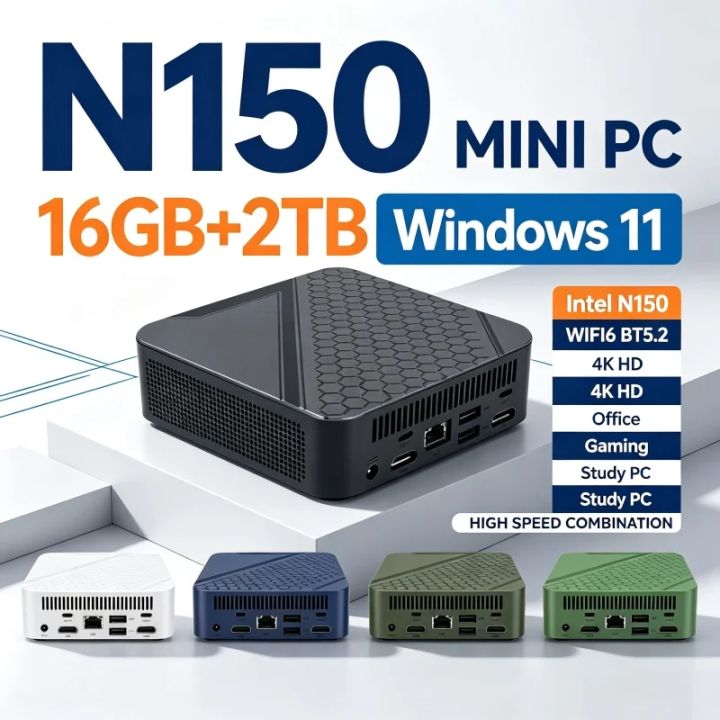 Intel N150 Home Office Mini PC Pocket Size Windows 11 16GB RAM 1TB