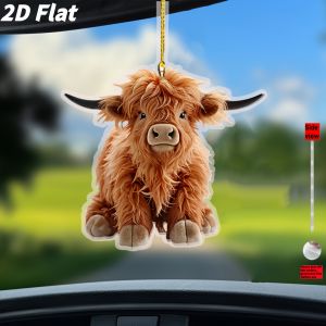 1Pc Highland Cattle Hanging Decoration Pendant Wind Chime Suncatcher Home Window Ornament Garden Decor Car Interior Decoratio