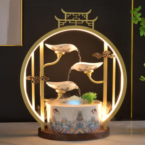 Luxurious Waterfall Decorative Piece Circulating Spray Humidifier Living Room Night Light Trendy Chinese Decor Gift Moving in