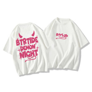 Street Style American Devil Letter Print Short Sleeve Pure Cotton T-Shirt Womens Summer New Style Junior High School Half Sleeve Top