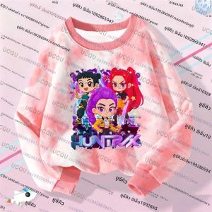 เสื้อฮู้ดเด็กพิมพ์ลายการ์ตูน New K Pop Demon Hunters แบบ Tie-dye สำหรับเด็กชายและเด็กหญิง แขนยาว คอกลม เหมาะสำหรับฤดูใบไม้ร่วงและฤดูหนาว
