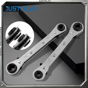 JUSTINLAU 1PC 4in1 Double Ended Four Purpose Ratchet Wrench for Refrigeration Ratchet Wrench Elbow Ratchet Wrench Hand Tool