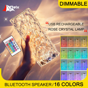Night light Crystal Table Lamp 16 Colors bluetooth speaker Rose Romantic Diamond Party Decor 3 Colors