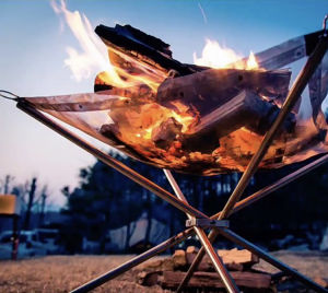 Alatstar Outdoor Camping Fire Pit BBQ Stainless Steel 42cm Portable Foldable Mesh Burner Pit Campfire