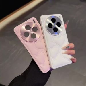 Thích hợp cho VIVO X200X200 ProX200 Pro Mini x100 ProX100S Pro x100 Ultra iqoo12 Pro iqoo13 hình trái tim da điện thoại di động vỏ điện thoại kim loại bao gồm tất cả bìa thời trang trường hợp bìa chống sốc nhà ở vỏ điện thoại di động