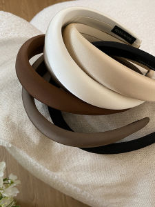 French Vintage Brown High Hairline Compression Headband Womens Fashion Solid Color Face Washing Hair Accessories