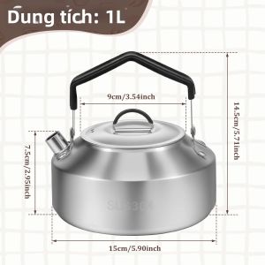 Ấm Đun Nước Cắm Trại Bằng Thép Không Gỉ Dung Tích Lớn Ấm Pha Cà Phê Di Động Dùng Trên Bếp Có Nắp Đậy Dùng Cho Dã Ngoại Đi Bộ Đường Dài Ấm Đun Nước Thân Thiện Với Môi Trường