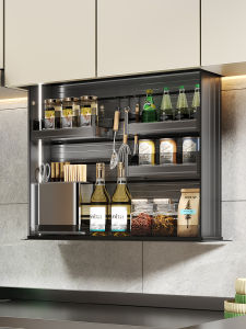 Intelligent Electric Lift Cabinet Pull out Basket Downward Voice Control Touch Control Aluminum Alloy Seasoning Basket