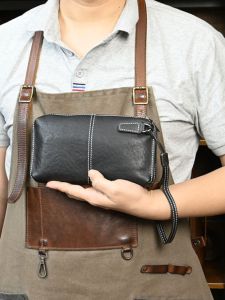 Leather Mens Clutch Bag Tanned Cowhide Phone Case Top Layer Cowhide Casual Fashionable Hand Bag Business Leisure Hand Bag