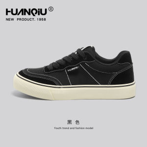 Black Canvas Shoes Mens 2025 Autumn New Style Casual American Retro Trend Thick Bottom Sports Board Shoes Comfortable Breathable