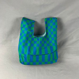 Artistic Blue Green Color Block Small Handbag Shopping Bag Eco Friendly Canvas Tote for Strolling And Storage