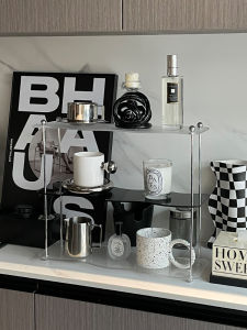 Luxurious Minimalist Acrylic Desktop Organizer Shelf Perfume Cosmetic Display Stand Transparent Multi-layer Cup Storage Rack