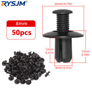 RYSJM | 10/50pcs 8mm Plastic Rivets Fasteners Screw Car Bumper Fender Black Rivet For Toyota Focus Kia Nissan Yamaha Car Fastener Clips