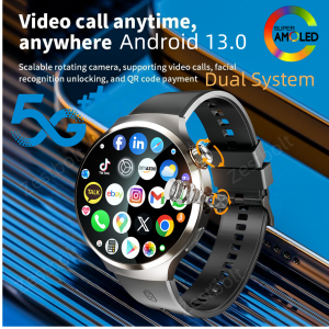 Dual System Android 13.0 Smartwatch 4G 5G LTE Smart Watches With 210° Rotary Camera GPS WIFI Compass 1900Mah Battery 1.98inch