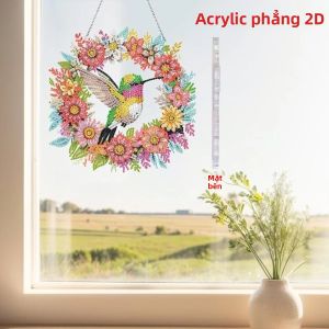 Bộ Tranh Kim Cương 5D DIY Tranh Ghép Hình Acrylic 2D Phẳng Họa Tiết Chim Động Vật Đồ Trang Trí Mosaik Acrylic Thủ Công Dành Cho Người Mới Bắt Đầu