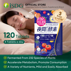 ISDG Japan Night Diet Enzyme - Sleep & Metabolism Support Promotes Nutrient Absorption 120 Tablets (30 Day Supply)