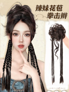 New Chinese Style Loose Braided Hair Bun Fake Wig Ring Box Braid Updo Fluffy Hair Accessory Tail Hair Piece Transformation