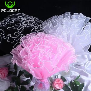 Polocat 28cmx4M Flower Wrapping Paper Wave Yarn Florist Bouquet Packaging Lace Mesh Florist Bouquet Gift Packaging Supplies