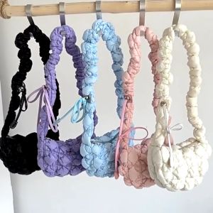 Niche Pleated Cloud Bag Korean Version New Fashion Soft Bubble Bag Simple Drawstring Ladies Shoulder Diagonal Bag