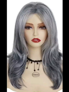 Light Purple Color Short Straight Bob Synthetic Hair Lace Wig For Women With Side Bangs Neat Bangs Costume Wigs