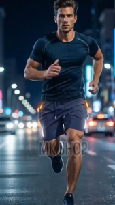 MKSHOP men sports shorts Mens Quick-Dry Sports Shorts Zipper Pockets / Seluar Sukan Lelaki Kering Cepat Berpoket Zip